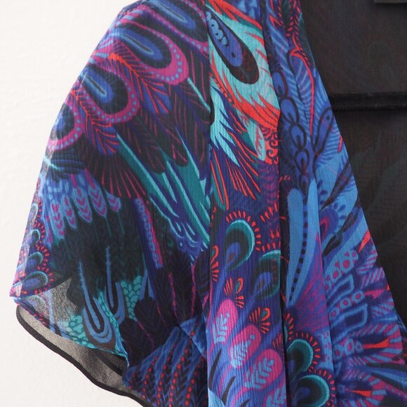 * Nanette Lepore Multicolor Peacock Silk Blouse sz 8 - Picture 4 of 5